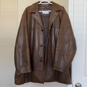 CALVIN KLEIN Brown Vintage Leather Jacket